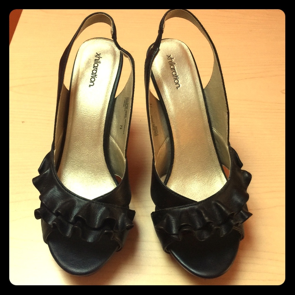 Xhilaration peep-toe ankle strap platform shoes